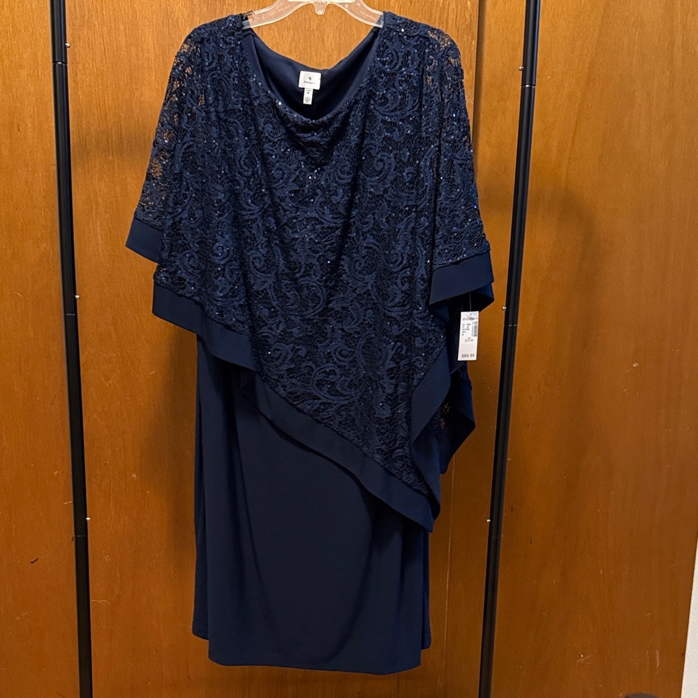 dressbarn Navy Asymmetrical Lace Dress